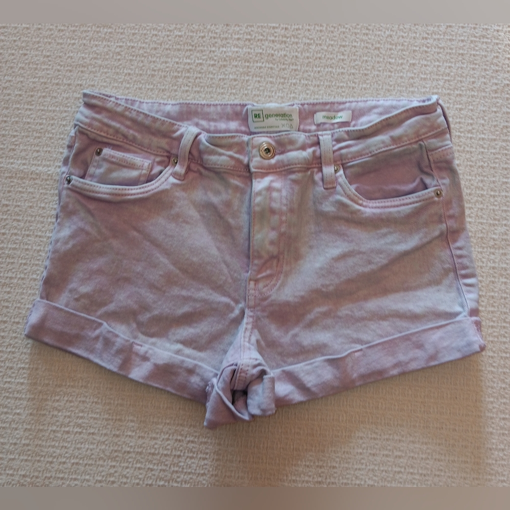 REgeneration Junior's Purple Cuffed Jean Shorts - Size 7